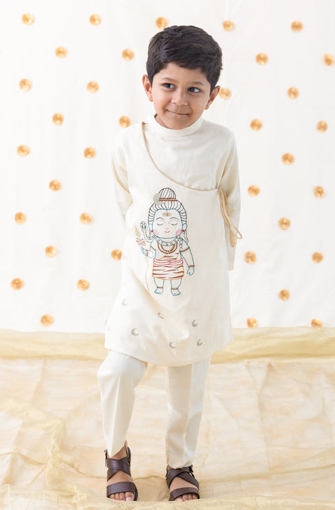 Pre-Order: Boy Shiv Kurta Pant Set-Cream