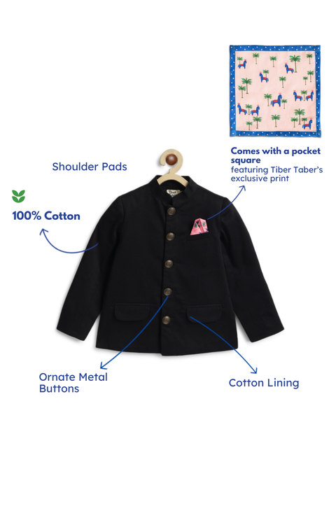 Pre-Order:  Boy Solid Bandhgala-Black