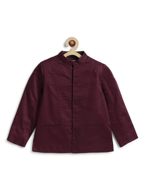 Pre-Order: Boy Solid Bandhgala-Maroon