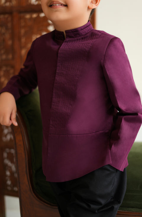 Pre-Order: Boy Solid Bandhgala-Maroon