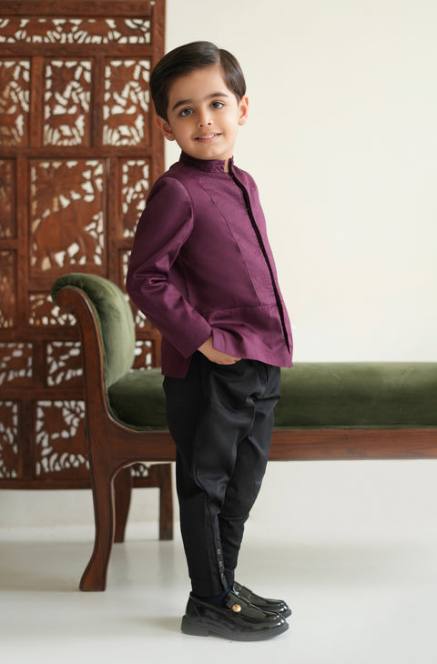 Pre-Order: Boy Solid Bandhgala-Maroon