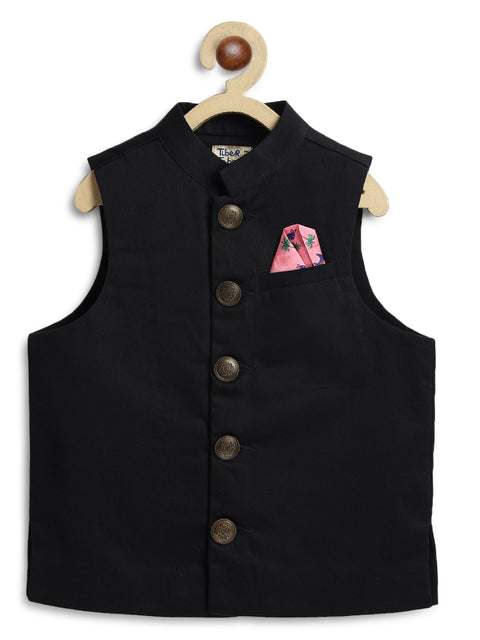 Pre-Order: Boy Solid Bundi Jacket-Black