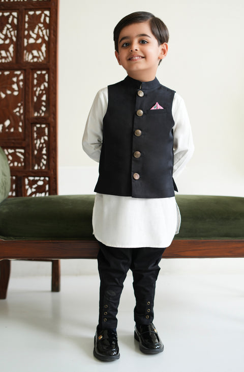 Pre-Order: Boy Solid Bundi Jacket-Black