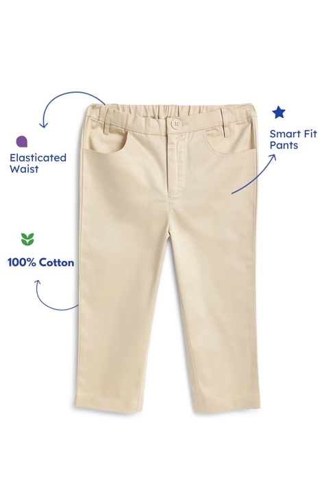 Pre-Order:  Boy Solid Formal Pant-Cream