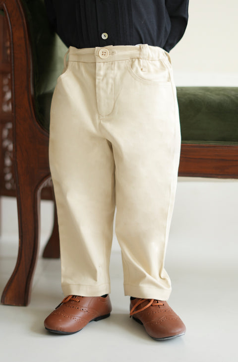 Pre-Order:  Boy Solid Formal Pant-Cream