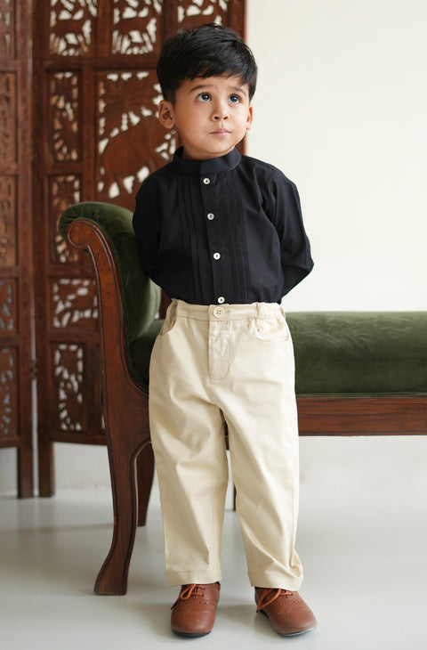 Pre-Order:  Boy Solid Formal Pant-Cream