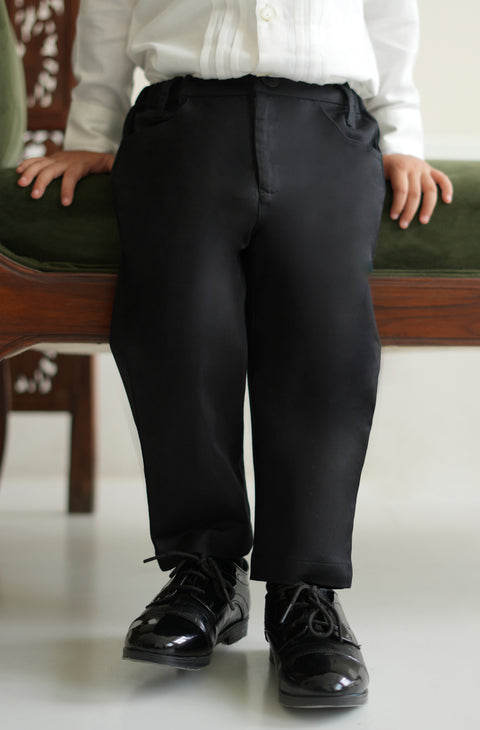 Pre-Order: Boy Solid Formal Pant-Black