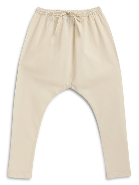 Pre-Order: Boy Solid Kurta Churidaar Set-Cream