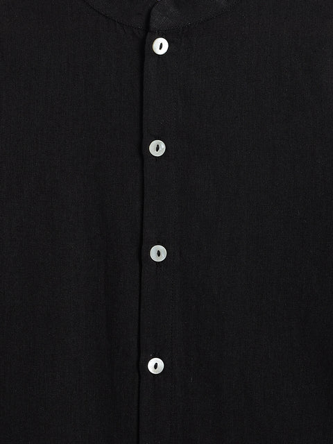 Pre-Order:  Boy Solid Kurta Churidaar Set-Black