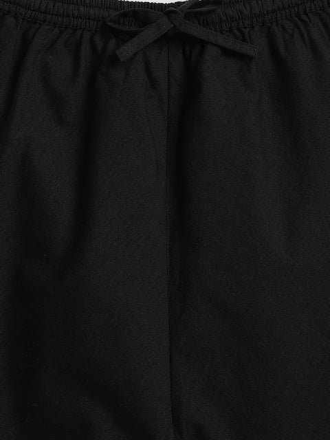 Pre-Order:  Boy Solid Kurta Churidaar Set-Black