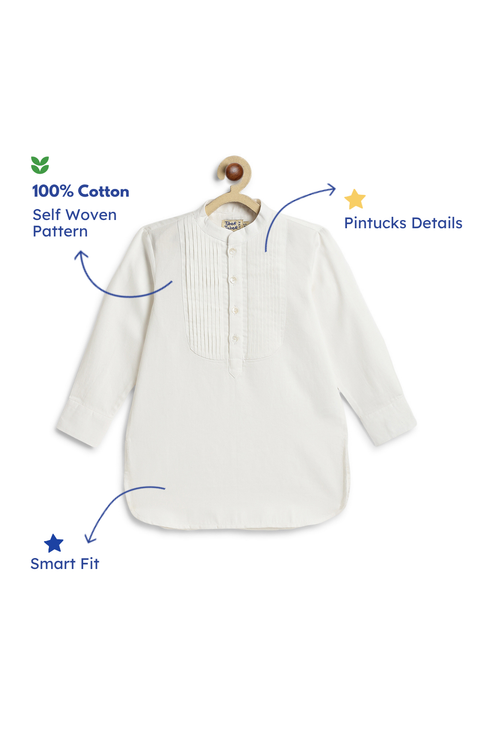 Pre-Order:  Boy Solid Kurta-White