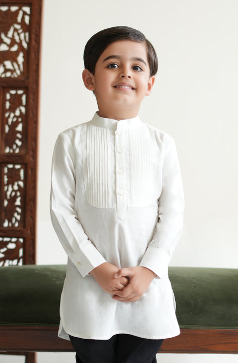 Pre-Order:  Boy Solid Kurta-White