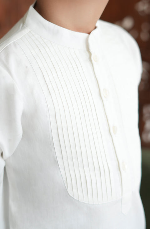 Pre-Order:  Boy Solid Kurta-White