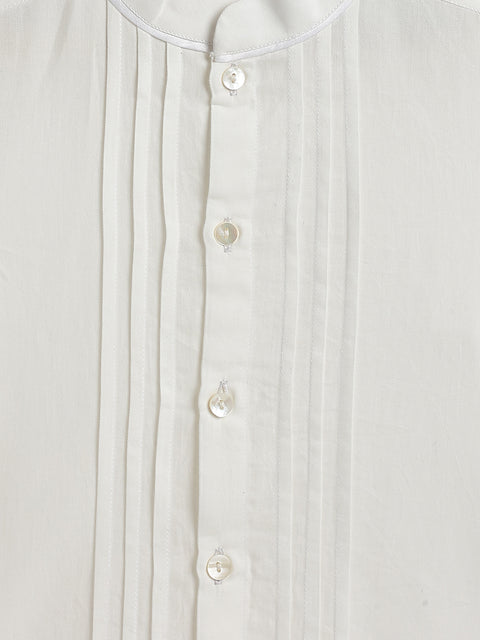 Pre-Order: Boy Solid Pleated Shirt-Cream