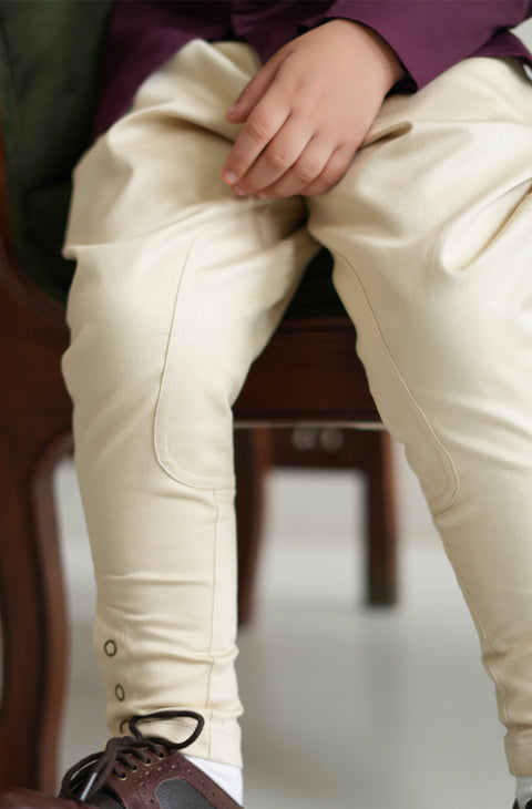 Pre-Order: Boy Solid Polo Pant-Cream