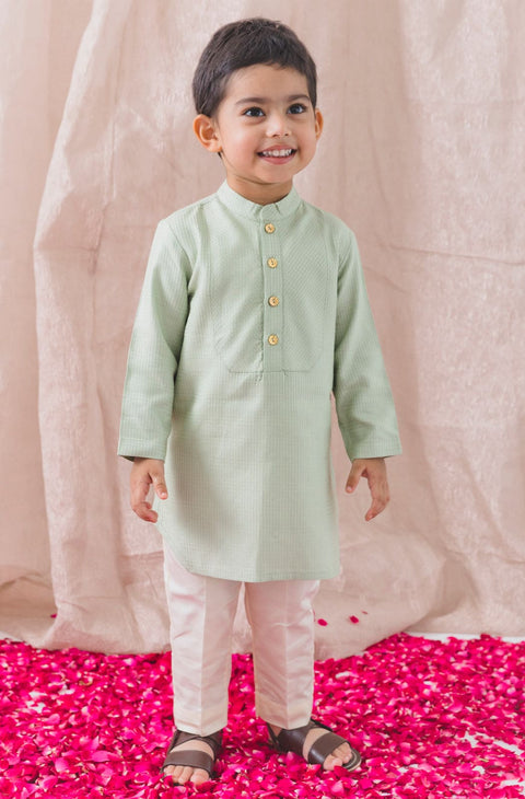 Pre-Order: Boy Classic Cool Kurta Set - Green