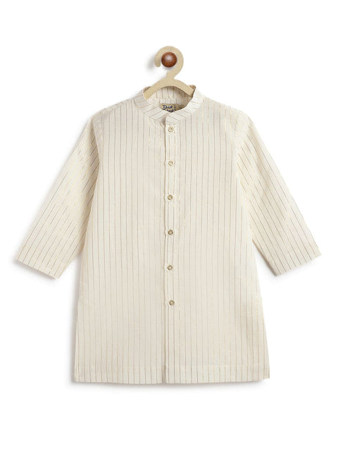 Pre-Order: Boy Stripes Lurex 3 Pc Bundi Set-Orange