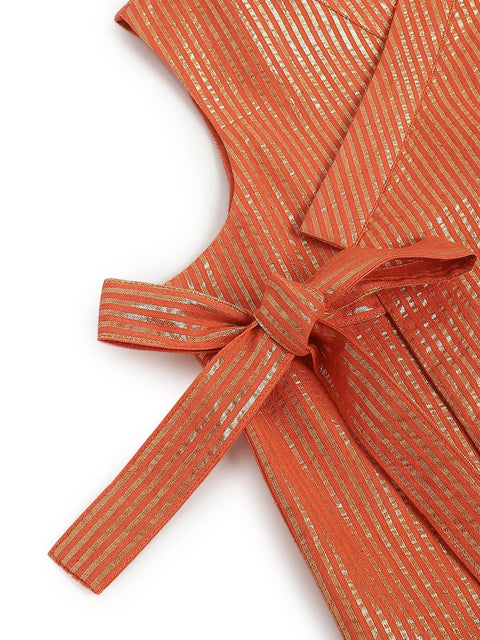 Pre-Order: Boy Stripes Lurex 3 Pc Bundi Set-Orange