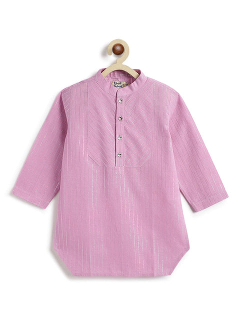 Pre-Order: Boy Stripes Lurex Kurta Pyjama Set-Purple