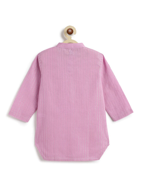 Pre-Order: Boy Stripes Lurex Kurta Pyjama Set-Purple