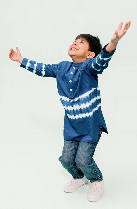 Pre-Order: Boy Tie & Dye Short Kurta - Blue