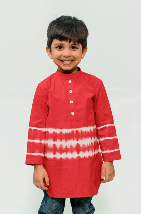 Pre-Order: Boy Tie & Dye Short Kurta - Red
