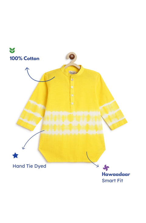 Pre-Order: Boy Tie & Dye Short Kurta - Yellow