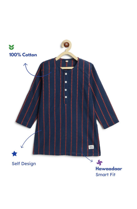 Pre-Order: Boy Triangle Stripes Kurta - Blue