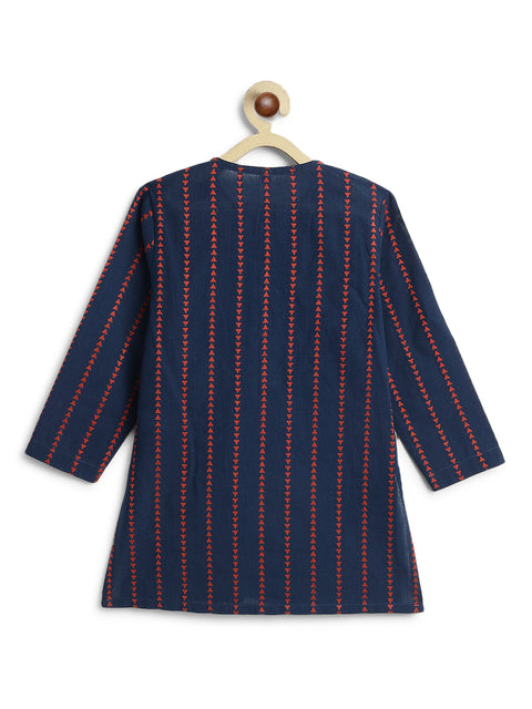 Pre-Order: Boy Triangle Stripes Kurta - Blue