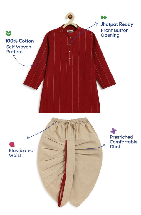 Pre-Order: Boy Classic Shiny Dhoti Set - Maroon