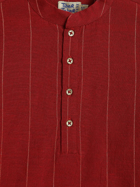 Pre-Order: Boy Classic Shiny Dhoti Set - Maroon