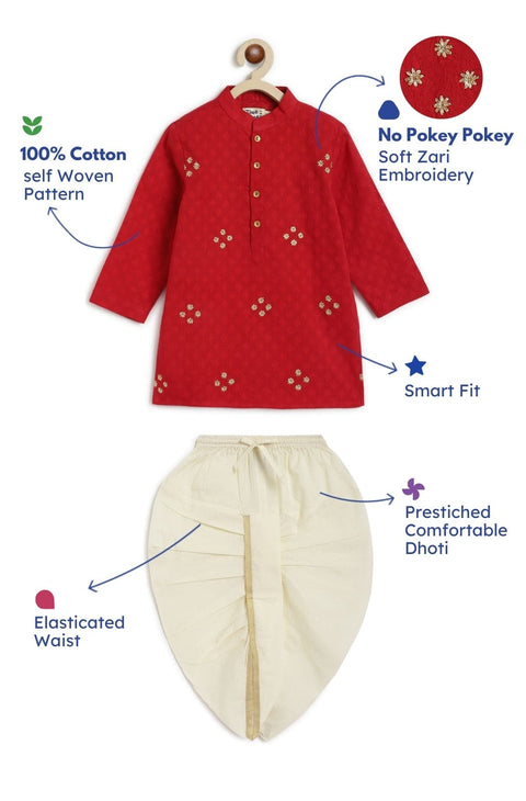 Pre-Order: Boys Classic Zari Dhoti Kurta Set