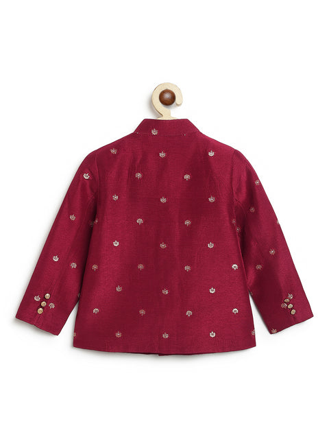 Pre-Order: Buta Brocade Bandhgala-Maroon