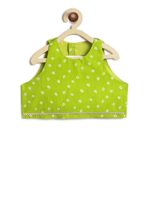 Pre-Order: Girl Bandhani Lehenga Set - Green