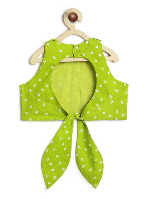 Pre-Order: Girl Bandhani Lehenga Set - Green