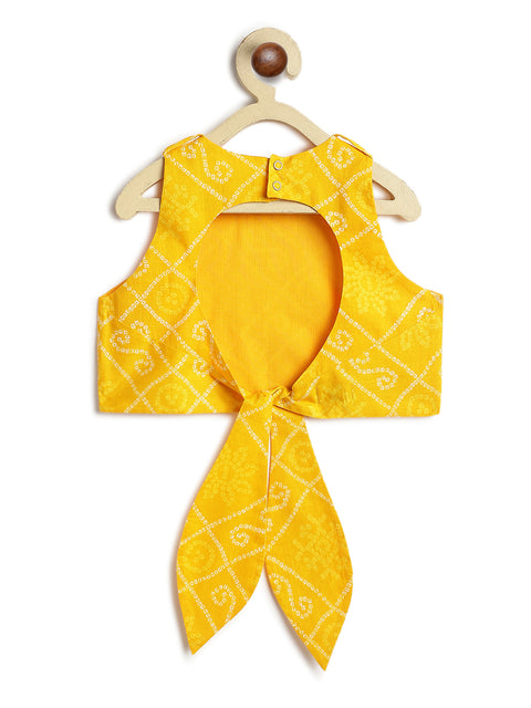 Pre-Order: Girl Bandhani Print Lehenga Set - Yellow