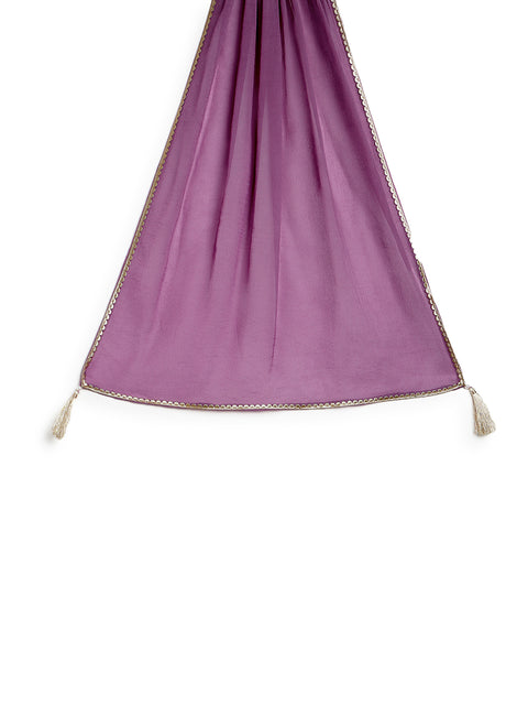 Pre-Order: Girl Brocade Lehenga Set-Purple