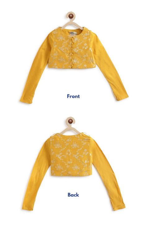 Pre-Order: Girl Noor Brocade Lehenga Set - Yellow