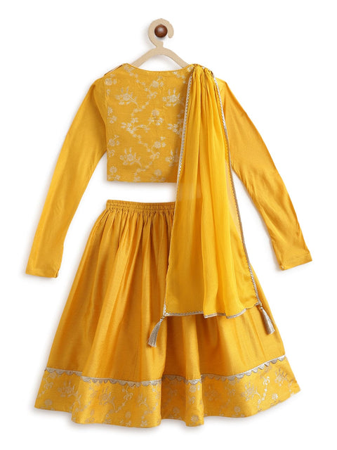 Pre-Order: Girl Noor Brocade Lehenga Set - Yellow