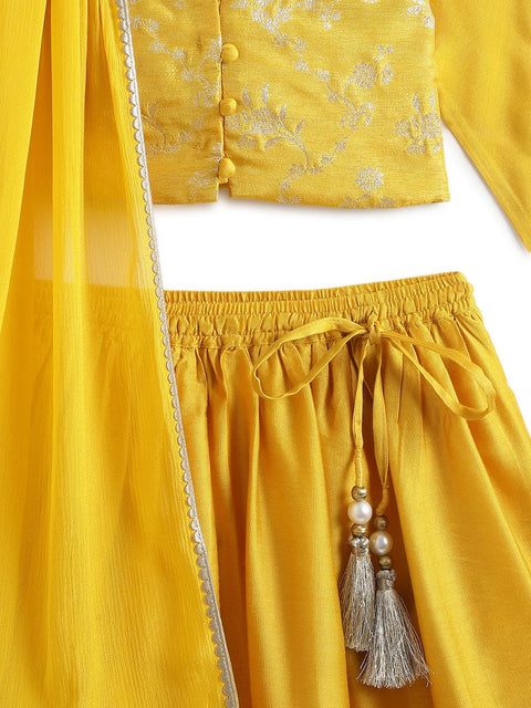 Pre-Order: Girl Noor Brocade Lehenga Set - Yellow