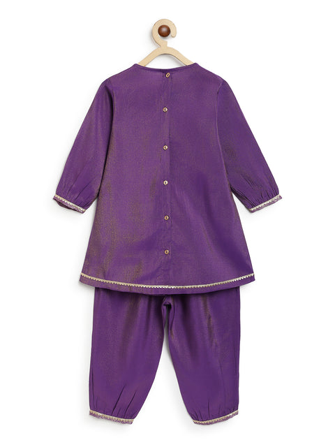 Pre-Order: Girl Brocade Suit Set-Purple