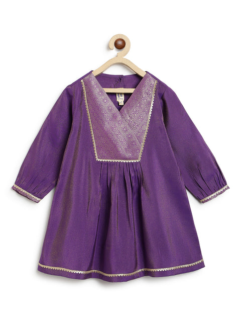 Pre-Order: Girl Brocade Suit Set-Purple