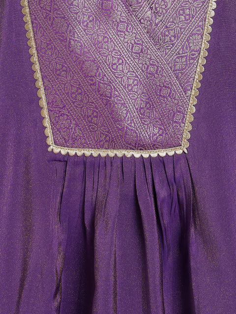 Pre-Order: Girl Brocade Suit Set-Purple