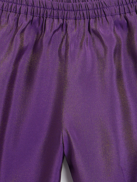 Pre-Order: Girl Brocade Suit Set-Purple