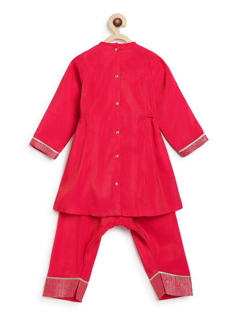 Pre-Order: Girl Brocade Suit Set-Red