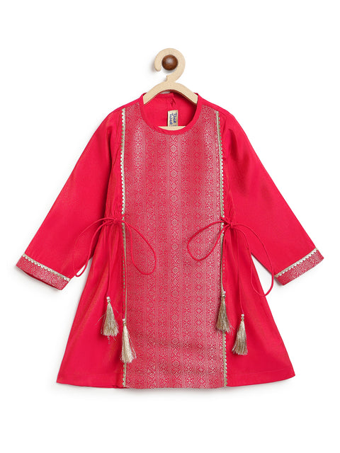 Pre-Order: Girl Brocade Suit Set-Red