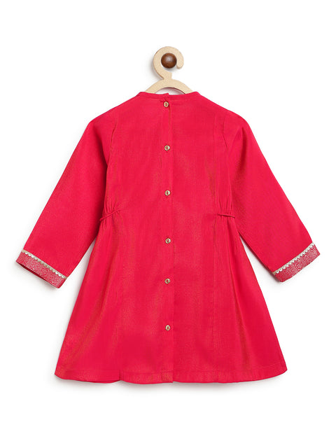 Pre-Order: Girl Brocade Suit Set-Red