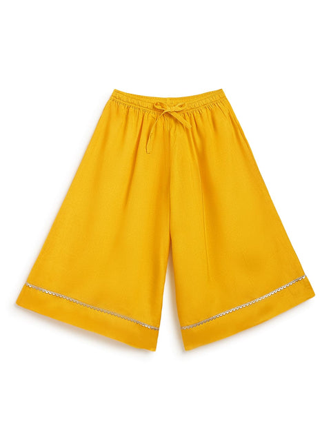 Pre-Order: Girl Golden Glow Brocade Suit Set - Yellow