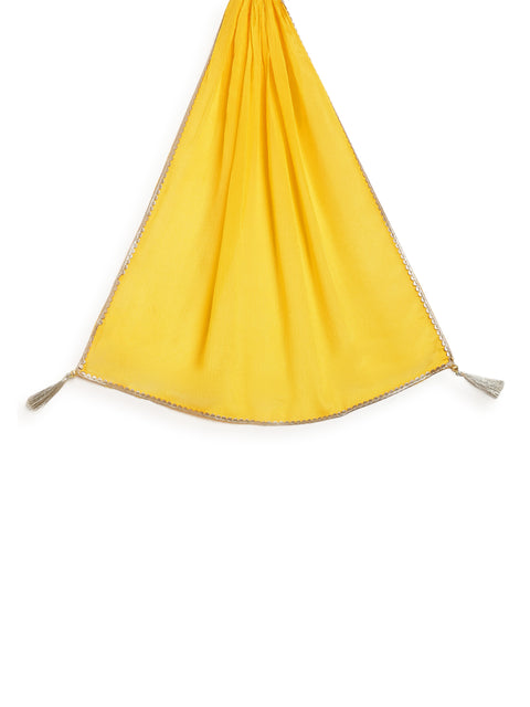 Pre-Order: Girl Golden Glow Brocade Suit Set - Yellow