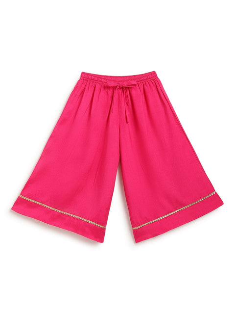 Pre-Order: Girl Fuchsia Bloom Brocade Suit Set - Pink